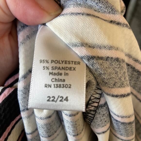 Avenue Womens Dress Size 22 24 Pink Black Cream Textured Bell Sleeve Chevron NEW - Picture 4 of 4